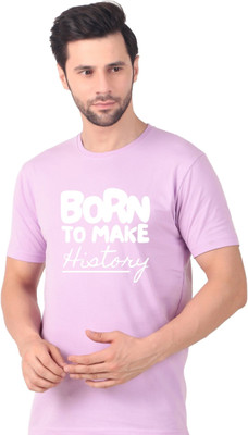 FABSTIEVE Printed Men Round Neck Purple T-Shirt