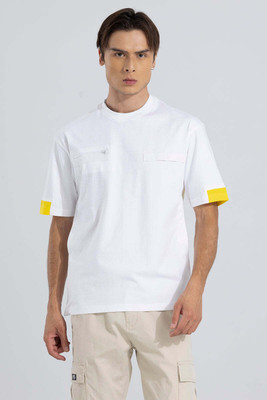 Snitch Colorblock Men Round Neck White T-Shirt