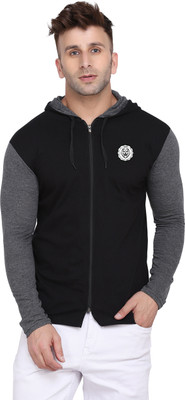 tfurnish Graphic Print Men Hooded Neck Black, Grey T-Shirt