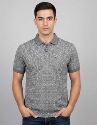 FA21 CLOTHING Printed Men Polo Neck Grey T-Shirt