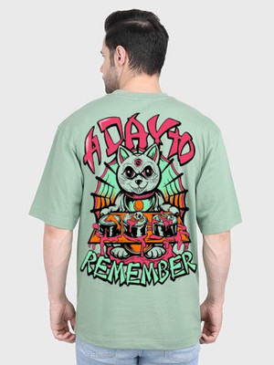 Clickwell Trend Printed Men Round Neck Light Green T-Shirt