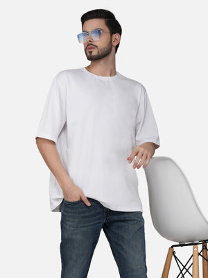 MEGAKART Solid Men Round Neck White T-Shirt