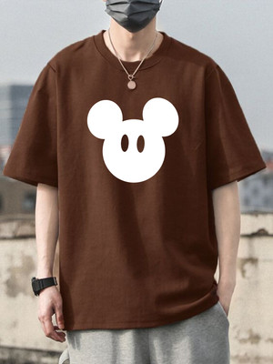 Cool Plus Printed Men Round Neck Brown T-Shirt