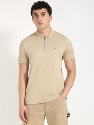 TOMMY HILFIGER Solid Men Polo Neck Beige T-Shirt