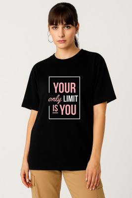 Be Crazy Typography Women Round Neck Black T-Shirt