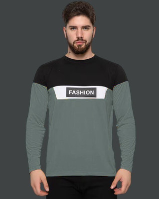TrendShaper Printed Men Round Neck Grey T-Shirt