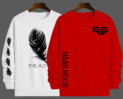 FASHION SR Printed Men Round Neck White, Red T-Shirt