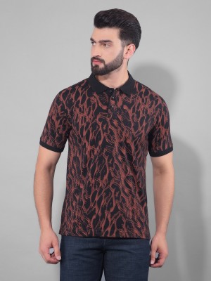 Canary London Printed Men Polo Neck Black, Maroon T-Shirt