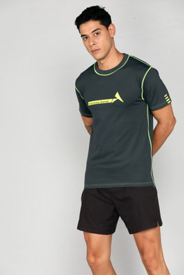 Atformix Solid Men Round Neck Grey T-Shirt
