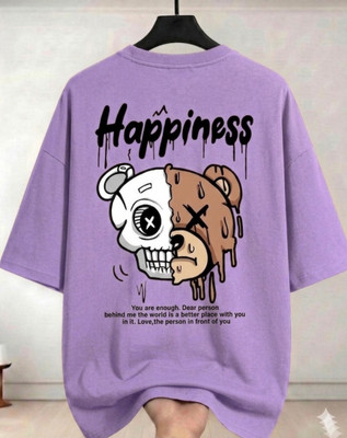 Funky fashion Printed Men Round Neck Purple T-Shirt