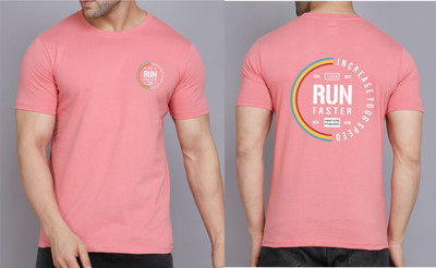 WOOSTRO Typography, Printed Men Round Neck Pink T-Shirt