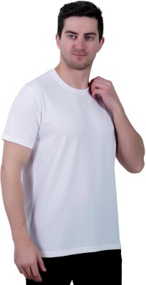 Mindseye Creations Solid Men Round Neck White T-Shirt