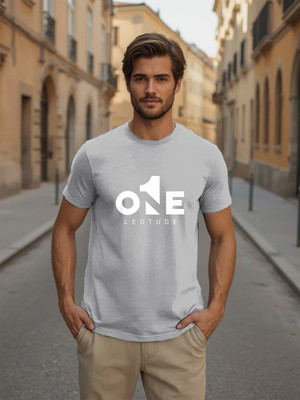 JUST ROAR Printed Men Round Neck Grey T-Shirt