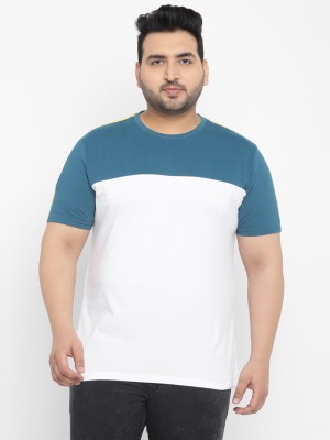 Urbano Plus Colorblock Men Round Neck Blue, White T-Shirt