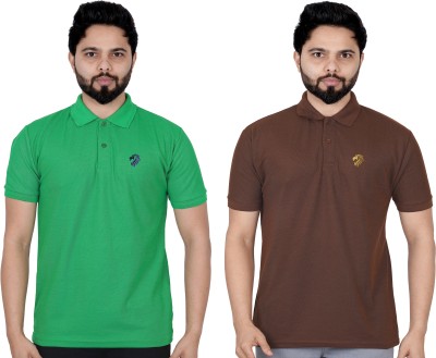 La Milano Printed Men Polo Neck Brown T-Shirt