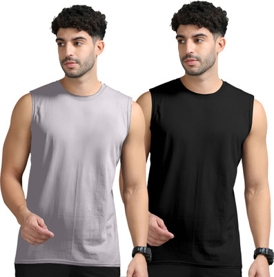 JB Jangoboy Solid Men Round Neck Grey, Black T-Shirt