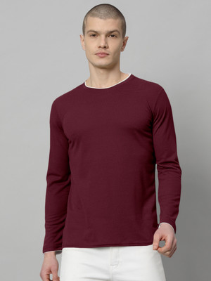 METRONAUT Solid Men Round Neck Purple T-Shirt