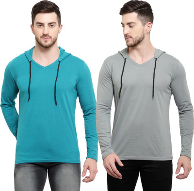 Tresna Trending Solid Men Hooded Neck Multicolor T-Shirt