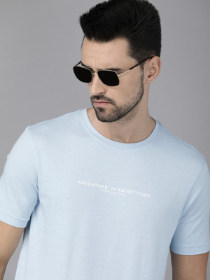 Roadster Typography Men Round Neck Blue T-Shirt