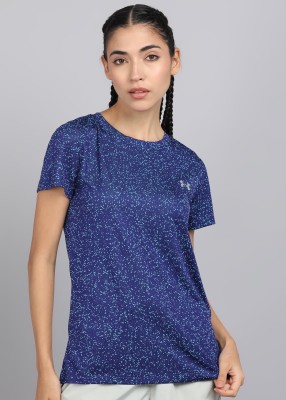 UNDER ARMOUR Printed Women Round Neck Blue T-Shirt