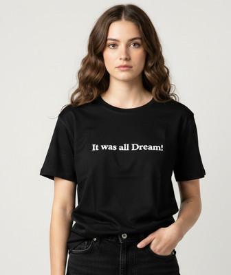 GIANT VERSUS Typography Couple Round Neck Black T-Shirt