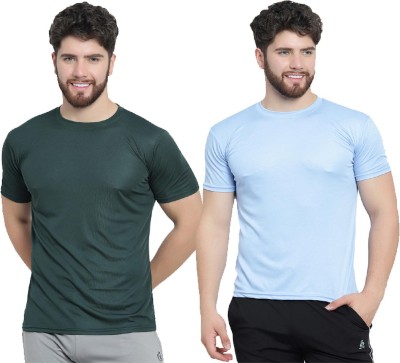 MARIAM ENTERPRISE Solid Men Round Neck Dark Green, Blue T-Shirt