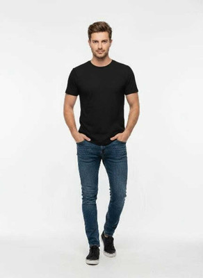 D and M Clothing Solid Men Crew Neck Black T-Shirt