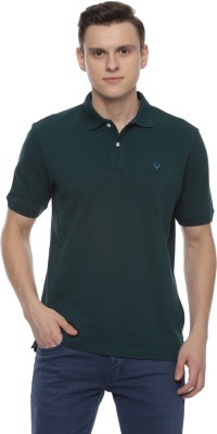 Shah Collection Solid Men Polo Neck Dark Green T-Shirt