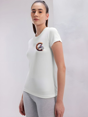 SZN Graphic Print Women Round Neck White T-Shirt