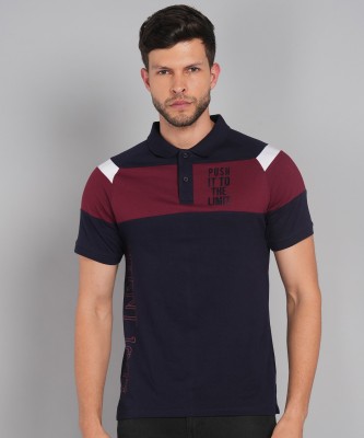 METRONAUT Colorblock Men Polo Neck Dark Blue T-Shirt