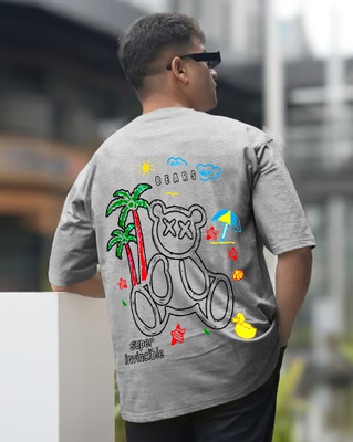 TEESHACK Printed Men Round Neck Grey T-Shirt