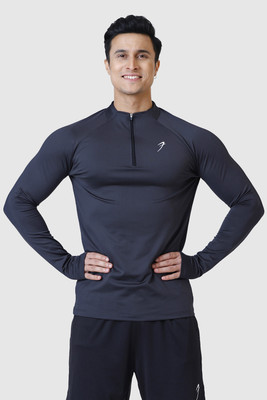FuaarK Solid Men High Neck Grey T-Shirt