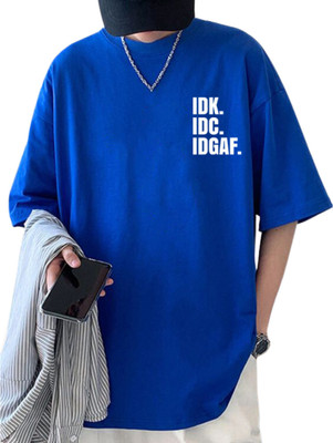 Cool Plus Typography Men Round Neck Blue T-Shirt