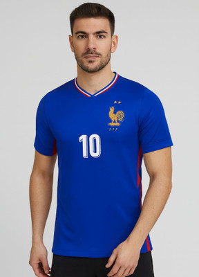 BUGOAT Printed Men V Neck Blue T-Shirt