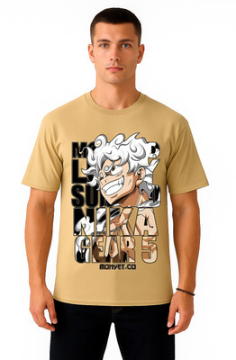 PS ENTERPRISES Graphic Print Men Round Neck Beige T-Shirt