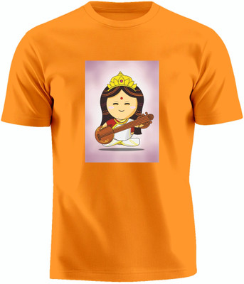 Luv My India Printed Couple Round Neck Orange T-Shirt