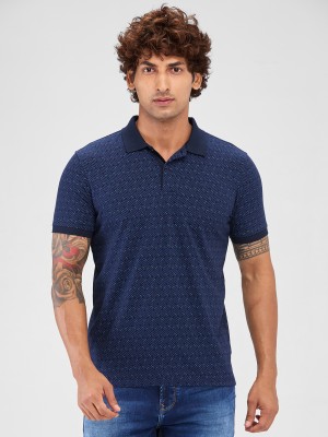 PARK AVENUE Printed Men Polo Neck Dark Blue T-Shirt