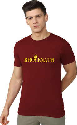 OrrganicChics Typography Men Round Neck Maroon T-Shirt