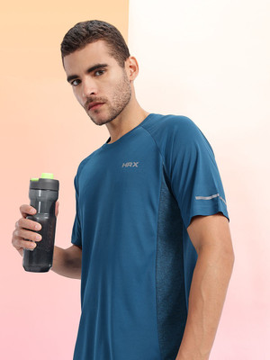 HRX by Hrithik Roshan Solid Men Round Neck Green T-Shirt
