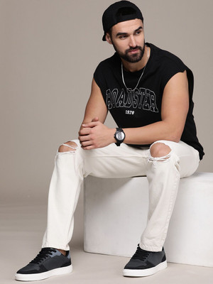 Roadster Printed Men Round Neck Black T-Shirt