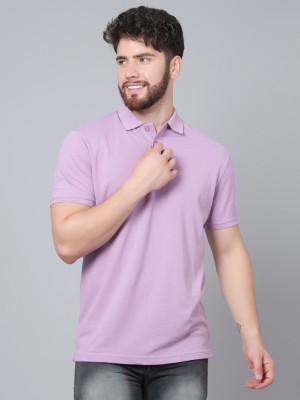 Arbour Solid Men Polo Neck Purple T-Shirt