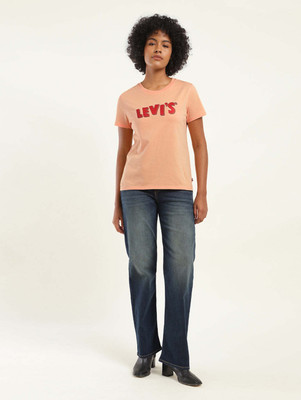LEVI'S Graphic Print Women Crew Neck Pink T-Shirt