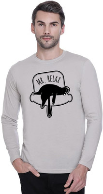 LV CARE Printed Men Round Neck Grey T-Shirt