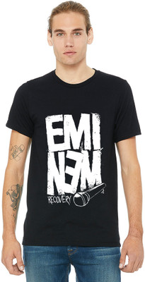 Emmature Printed Men Round Neck Black T-Shirt