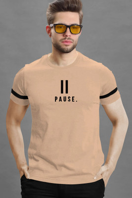 TRIPR Printed Men Round Neck Beige T-Shirt