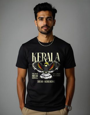 Bison Kingdom Graphic Print, Animal Print, Cartoon, Printed, Self Design, Typography Couple Round Neck Black T-Shirt