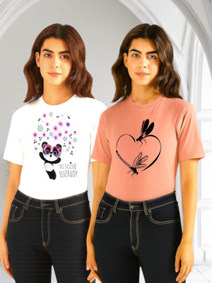 Attirea Graphic Print Women Round Neck Multicolor T-Shirt