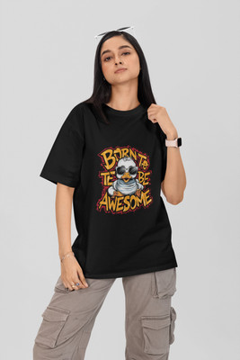 Stylewill Graphic Print Women Round Neck Black T-Shirt