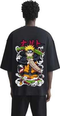 Restart Trend Printed Men Round Neck Black T-Shirt
