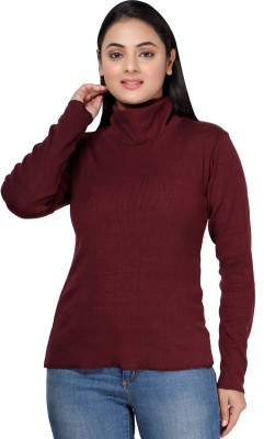 3AM Solid Women Round Neck Maroon T-Shirt